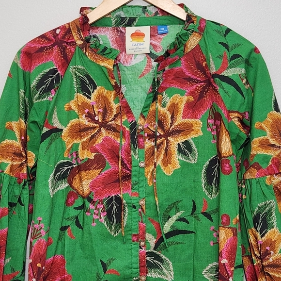 FARM Rio Raquel Button down Puff Sleeve Top - Picture 4 of 14